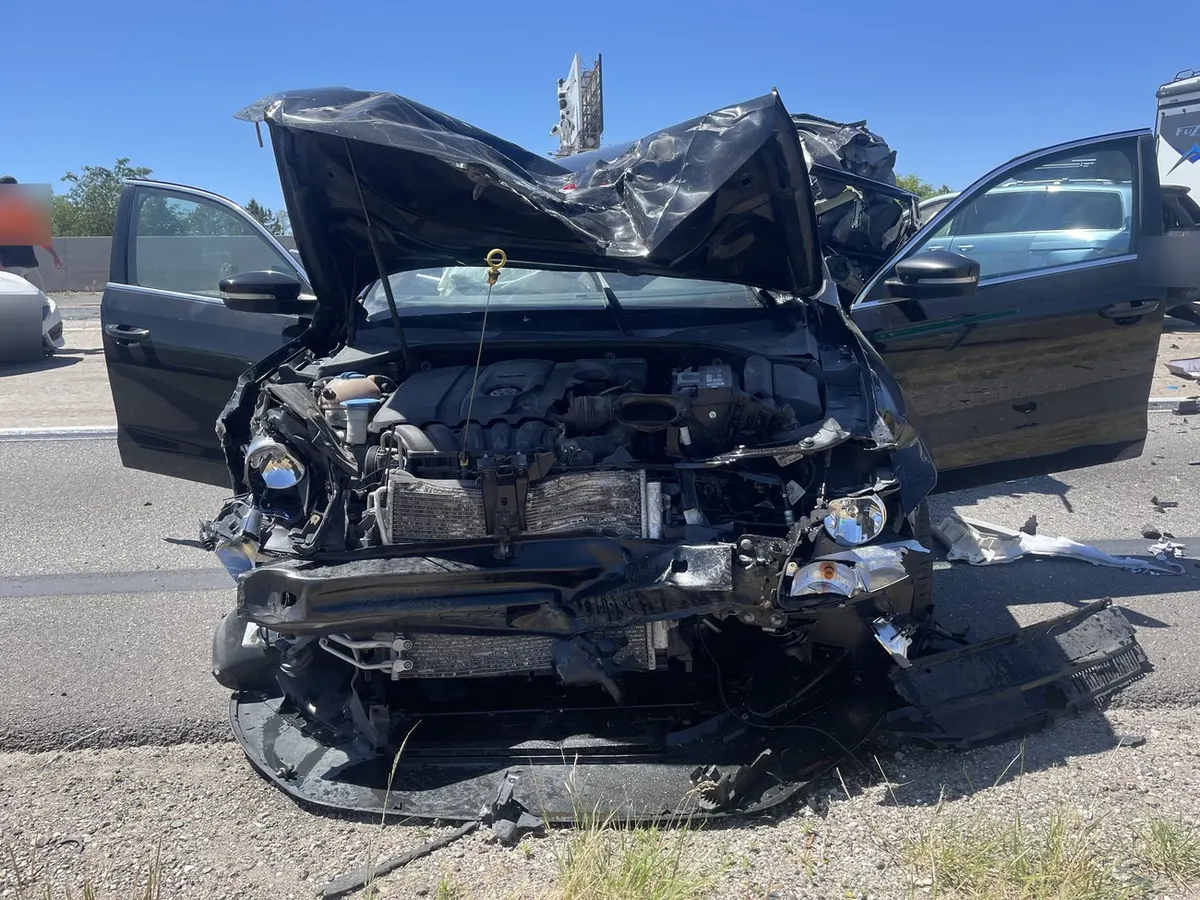 Head-on at highway speed.