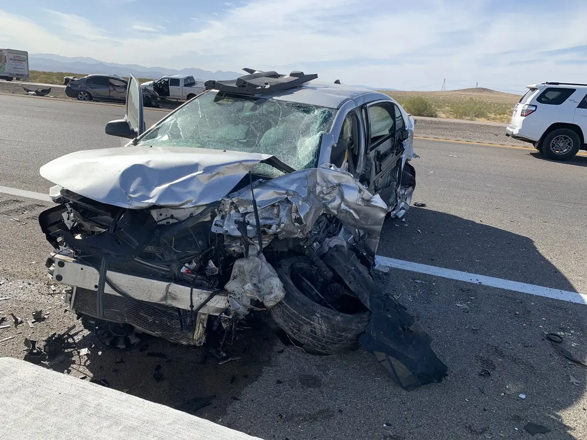 Front-end strike, freeway lane.